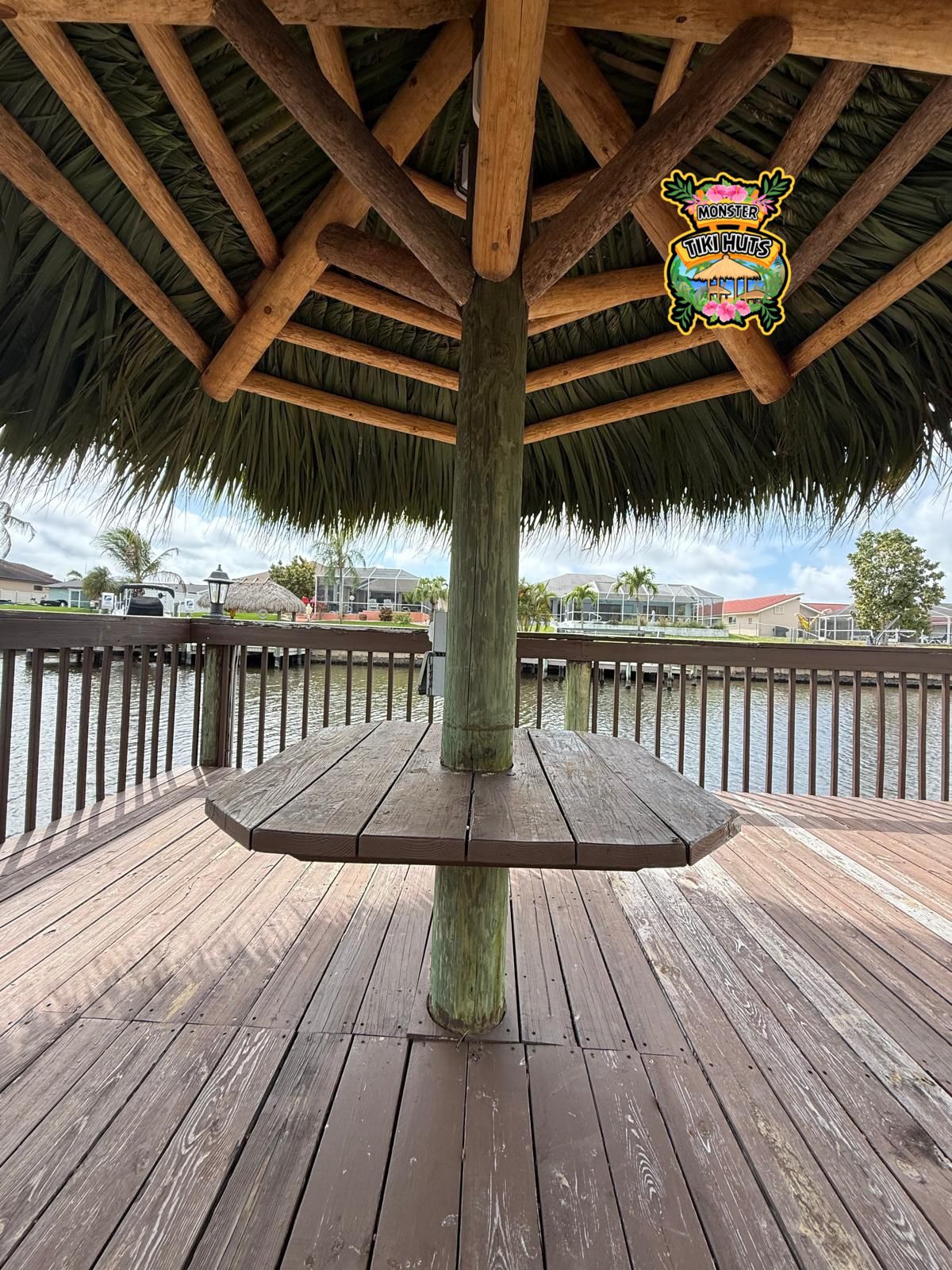 Single post tiki hut umbrella — Florida installation 8